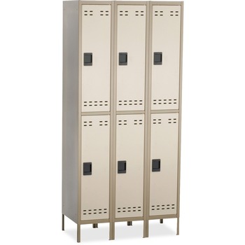 Safco Double-Tier, Three-Column Locker, 36w x 18d x 78h, Two-Tone Tan