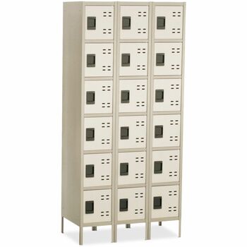 Safco Three-Column Box Locker, 36w x 18d x 78h, Two-Tone Tan