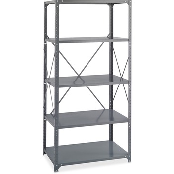 Safco Commercial Steel Shelving Unit, Five-Shelf, 36w x 12d x 75h, Dark Gray