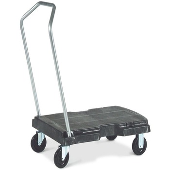 Rubbermaid Commercial Triple Trolley Folding Handle Dolly/Cart/Platform Truck with Wheels, 500 lbs Capacity, Black