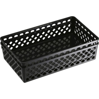 Officemate Recycled Supply Basket, 10.0625&quot; x 6.125&quot; x 2.375&quot;, Black, 2/Pack
