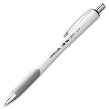 Paper Mate InkJoy 700RT Ballpoint Pen, 1mm, Black Ink, White, Dozen