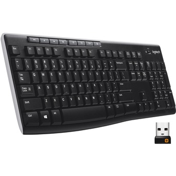 Logitech&#174; K270 Wireless Keyboard, USB Unifying Receiver, Black