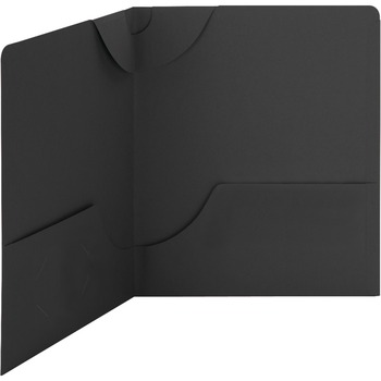 Smead Lockit Two-Pocket Folder, Textured Heavyweight Paper, 11 x 8 1/2, Black, 25/Box