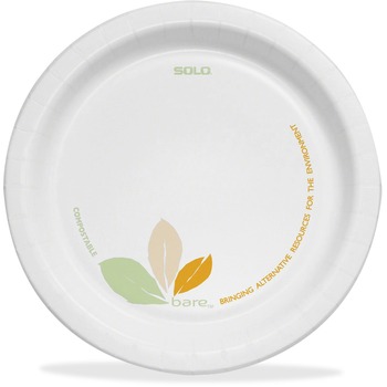 SOLO&#174; Cup Company Bare Paper Eco-Forward Dinnerware, 8 1/2&quot; Plate, Green/Tan, 250/Carton