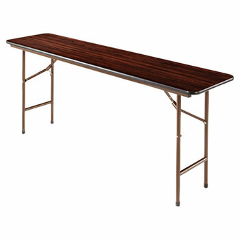 Alera Wood Folding Table, Rectangular, 72w x 18d x 29h, Walnut