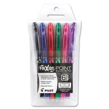 Pilot FriXion Point Erasable Gel Ink Stick Pen, Assorted Inks, .5mm, 6/Pack, 6/Packs/Carton
