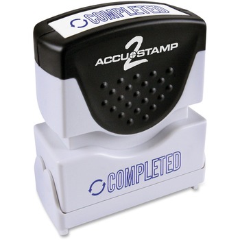 ACCUSTAMP2 Pre-Inked Shutter Stamp with Microban, Blue, COMPLETED, 1 5/8 x 1/2