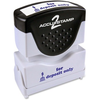 ACCUSTAMP2 Pre-Inked Shutter Stamp with Microban, Blue, FOR DEPOSIT ONLY, 1 5/8 x 1/2