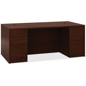 HON 10500 Series Double Pedestal Desk, Full-Height Pedestals, 72w x 36d, Mahogany