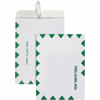 Quality Park™ Redi-Strip Catalog Envelope, 9 x 12, First Class Border, White, 100/Box