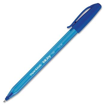 Paper Mate InkJoy 100 Stick Pen, 1mm, Blue Ink, Dozen