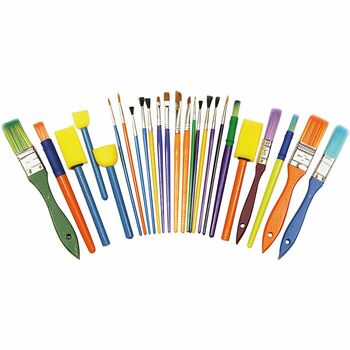 Creativity Street Starter Brush Set, Assorted Sizes/Colors, 25 Pieces/Set