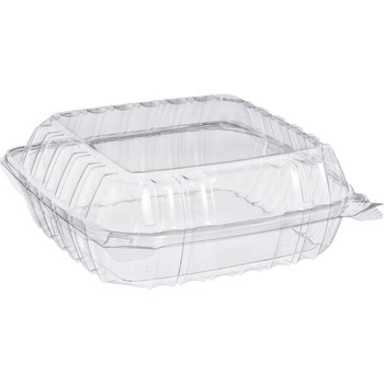 Dart ClearSeal Plastic Hinged Container, 8-5/16 x 8-5/16 x 2, Clear, 125/BG, 2 BG/CT