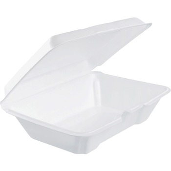 Dart Carryout Container, Foam, Rectangular, 9-3/10&quot; L x 6-2/5&quot; W x 2-9/10&quot; H, White, 200/Carton