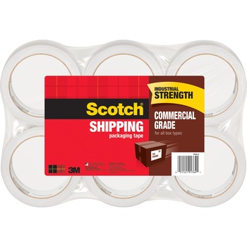Scotch 3750 Commercial Grade Hot Melt Packaging Tape, 1.88&quot; x 54.6 yds., 3.1 Mil, 3&quot; Core, Clear, 6 Rolls/Pack