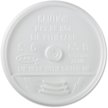 Dart Sip-Through Lids For 10, 12, 14 oz Foam Cups, Plastic, White, 1000/Carton