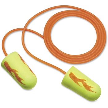 3M E&#183;A&#183;Rsoft Blasts Earplugs, Corded, Foam, Yellow Neon, 200 Pairs