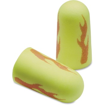 3M E&#183;A&#183;Rsoft Blasts Earplugs, Uncorded, Foam, Yellow Neon/Red Flame, 200 Pairs