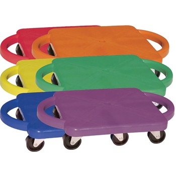 Champion Sports Scooter Set wSwivel Casters, Plastic/Rubber, 12 x 12, Assorted Colors, 6/Set