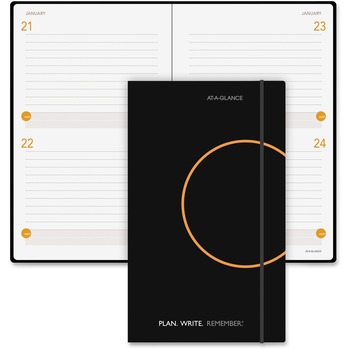 AT-A-GLANCE Planning Notebook Two Days Per Page, 5 1/8 x 8 1/4, Black, 2024