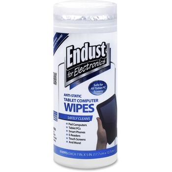 Endust for Electronics Tablet and Laptop Cleaning Wipes, Unscented, 70/Tub