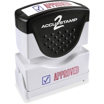 ACCUSTAMP2 Pre-Inked Shutter Stamp with Microban, Red/Blue, APPROVED, 1 5/8 x 1/2