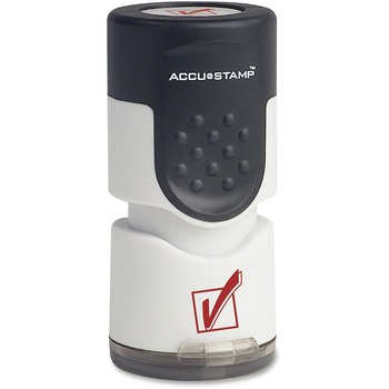 ACCUSTAMP Accustamp Pre-Inked Round Stamp with Microban, Check Mark, 5/8&quot; dia, Red