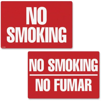 COSCO Two-Sided Signs, No Smoking/No Fumar, 8 x 12, Red