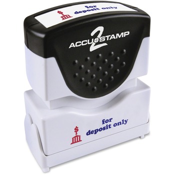 ACCUSTAMP2 Pre-Inked Shutter Stamp with Microban, Red/Blue, FOR DEPOSIT ONLY, 1 5/8 x 1/2