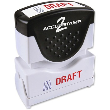 ACCUSTAMP2 Pre-Inked Shutter Stamp with Microban, Red/Blue, DRAFT, 1 5/8 x 1/2