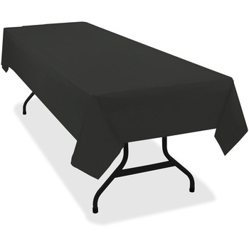 Tablemate Table Covers, Heavyweight Plastic, Rectangular, 108&quot; L x 54&quot; W, Black, 6 Table Covers/Pack