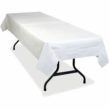 Tablemate Table Set Poly Tissue Table Cover, 54 x 108, White, 6/Pack