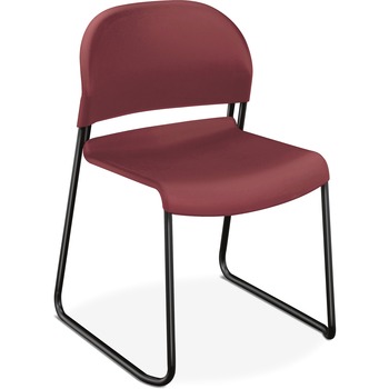 HON GuestStacker Series Chair, Burgundy with Black Finish Legs, 4/Carton