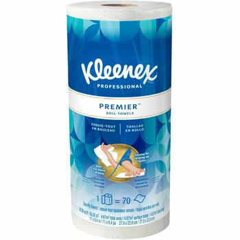 Kleenex Premier Kitchen Paper Towels, Perforated, 1-Ply, 9.4&quot; x 11&quot; Sheets, White, 70 Sheets/Roll, 24 Rolls/Carton