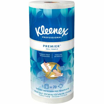 Kleenex Premier Kitchen Paper Towels, 1-Ply, White, 70 Sheets/Roll, 24 Rolls/Carton