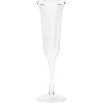 WNA Classic Crystal Plastic Champagne Flutes, 5 oz., Clear, Fluted, 120/CT