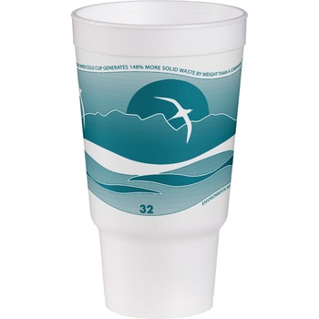 Dart Cups, 32 oz, Foam, Horizon Teal/White, 16/Pack, 25 Packs/Carton