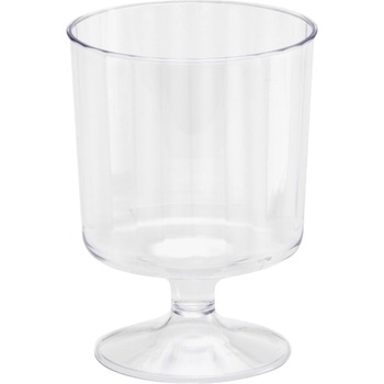 WNA Classic Crystal Plastic Wine Glasses on Pedestals, 5 oz., Clear, Fluted, 10/Pack