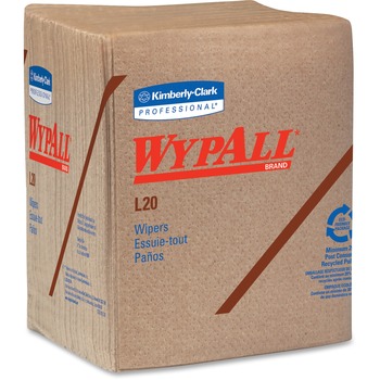 WypAll L20 Wipers, 12 1/2 x 13, Brown, 68/Pack, 12 Packs/Carton