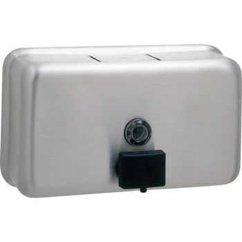 Bobrick ClassicSeries Surface-Mounted Liquid Soap Dispenser, Horizontal, 40 oz, Metal