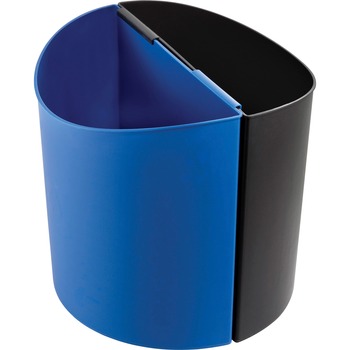 Safco Mayline Desk-Side Recycling Receptacle, 3gal, Black and Blue