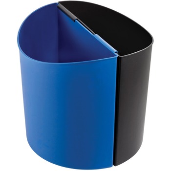 Safco Mayline Desk-Side Recycling Receptacle, 7gal, Black and Blue