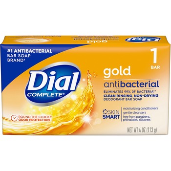 Dial Individually Wrapped Antibacterial Soap, Pleasant, Gold, 4oz Bar, 72/Carton