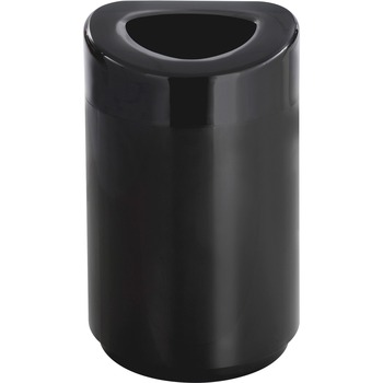 Safco Mayline Open-Top Round Waste Receptacle, Steel, 30gal, Black
