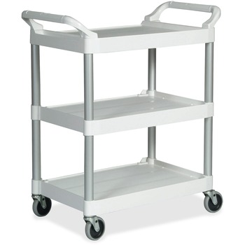 Rubbermaid Commercial Service Cart, 200-lb Cap, Three-Shelf, 18-5/8w x 33-5/8d x 37-3/4h, Off-White