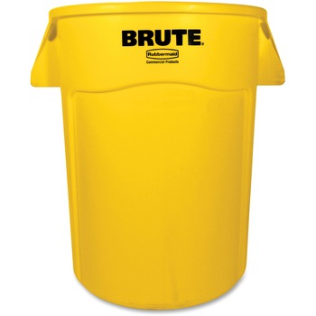 Rubbermaid Commercial Brute Vented Trash Receptacle, Round, 44 gal, Yellow