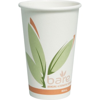 SOLO Cup Company Bare Eco-Forward PCF Paper Hot Cups, 16 oz, 1,000/Carton