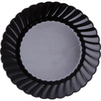 WNA Classicware Plastic Plates, 6&quot; Dia., Black, Round, 10 Plates/Pack, 18 Packs/Carton