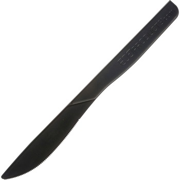 Eco-Products 100% Recycled Content Knives, Plastic, 6&quot; L, Black, 50 Knives/Pack, 20 Packs/Carton